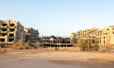 Fototapeta na wymiar unfinished building in Sahl Hasheesh, Hurghada, Red Sea, Egypt