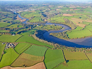 Aerial view of the River Dart in Devon	