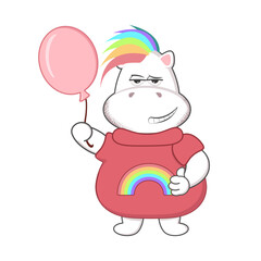 cartoon unicorn shows class, unicorn with balloon