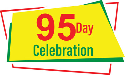 Day Celebration Sign and label vector and illustration art with fantastic font and Cinnabar, Yellow, Green color combination in white background