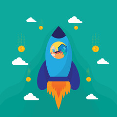 Vector illustration of a business with the concept of economic crisis and inflation.