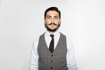 Man in suit. Male beard and mustache. Elegant man in business suit. Elegant handsome man in suit. Handsome bearded businessman in classic suits.