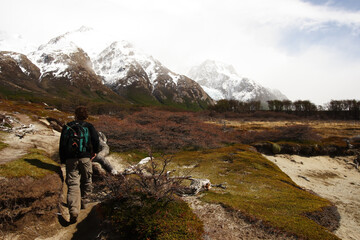 Fototapeta premium Hiking at El Chalten, Patagonia, Argentina