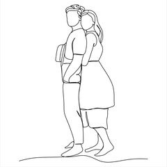 Man and woman Line art. Sexy couple line. kiss Valentine's Day Love vector illustration, hand-drawn lines, simple wedding couples.