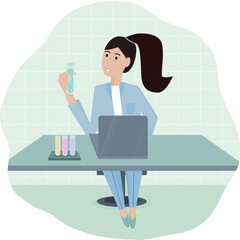 Young girl assistant in the laboratory