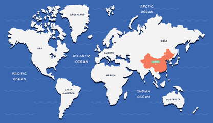 China Map Location Vector Illustration