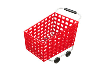 3D shopping cart trolley. 3D rendering Online shopping cart red trolley.