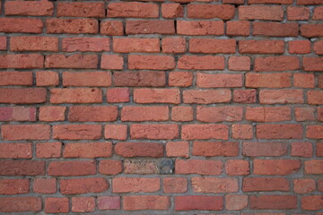 Weathered stained old brick wall , background.