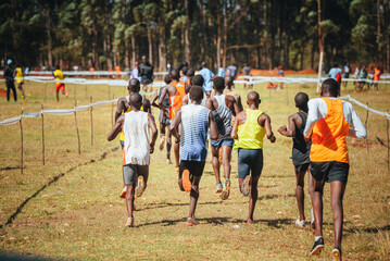 Obraz na płótnie Canvas Running races in Kenya, The best athletes and endurance athletes in the world compete in cross-country races. Running photo