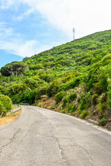 Rio nell'Elba, Bergdorf, Bergstrasse, Altstadt, Insel, Elba, Berge, Hügel, Sommer, Italien, Toskanischer Archipel, Toskana