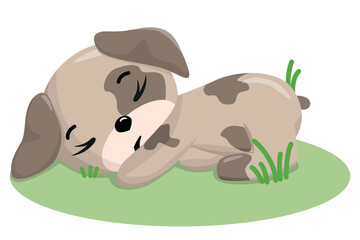 Cute sleeping puppy. Funny illustration of a sleeping dog. Dog's Baby