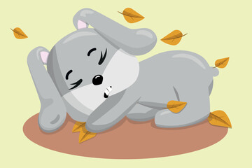 Cute sleeping bunny. Funny illustration of a sleeping rabbit. Baby Hare