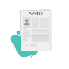 Announcement about the wanted person in the newspaper. Flat vector illustration