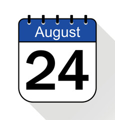 August day 24 blue - Calendar Icon - Vector Illustration