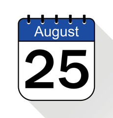 August day 25 blue - Calendar Icon - Vector Illustration