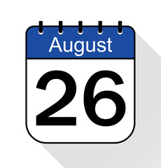 August day 26 blue - Calendar Icon - Vector Illustration