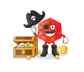 ruby pirate with treasure mascot. cartoon vector