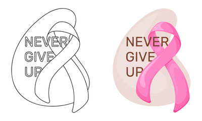 Set of vector illustrations Never Give Up isolated on white background in casual style