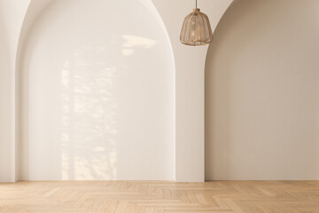 Contemporary empty home interior, Scandi-Boho style. 3d rendering
