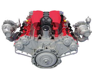 Fototapeta premium Twin Turbocharged V8 Engine 3D rendering