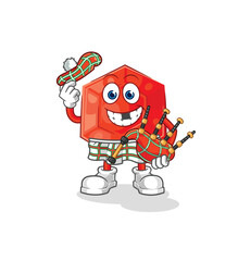 ruby scottish with bagpipes vector. cartoon character