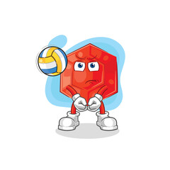 Fototapeta premium ruby play volleyball mascot. cartoon vector