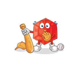 ruby baseball Catcher cartoon. cartoon mascot vector