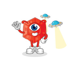 ruby alien cartoon mascot vector