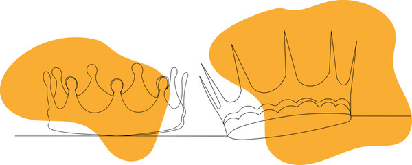 crown drawing by one continuous line vector