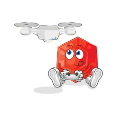 ruby with drone character. cartoon mascot vector