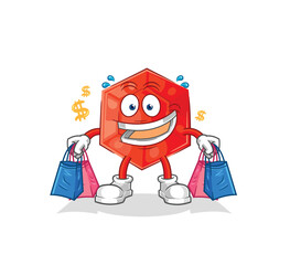 ruby shoping mascot. cartoon vector