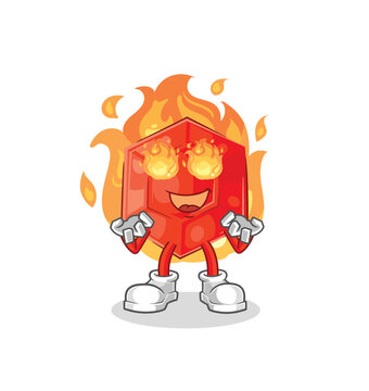 ruby on fire mascot. cartoon vector