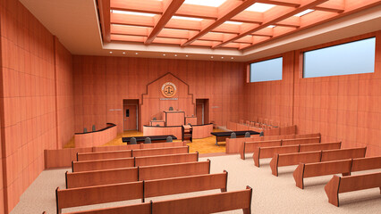 courtroom cinematic side view