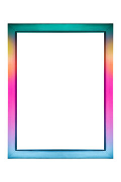 Rainbow pink colorful unicorn happy birthday party picture frame border poster isolated