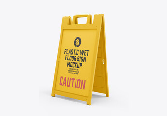Warning Wet Floor Sign Mockup