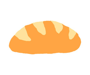 Loaf of bread hand drawn flat illustration isolated on the white background