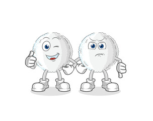 white blood thumbs up and thumbs down. cartoon mascot vector