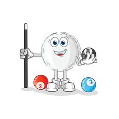 white blood plays billiard character. cartoon mascot vector