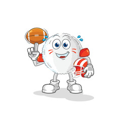 white blood playing rugby character. cartoon mascot vector