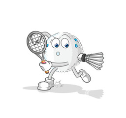 white blood playing badminton illustration. character vector