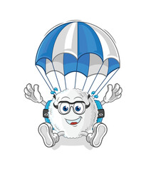 white blood skydiving character. cartoon mascot vector