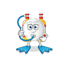 white blood diver cartoon. cartoon mascot vector