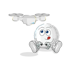 white blood with drone character. cartoon mascot vector
