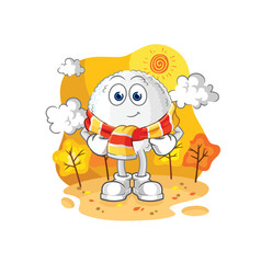 Naklejka premium white blood in the autumn. cartoon mascot vector
