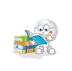 white blood studying mascot. cartoon vector