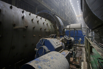 Electrical equipment in factory workshop.