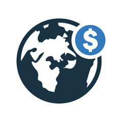 Currency, dollar, international icon. Simple vector design.