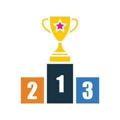 Cup, stage, win icon. Simple flat design concept.