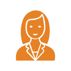 Female, girl icon. Orange vector design.