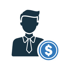 Dollar, man, finance icon. Simple vector design.